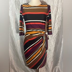 Shelby & Palmer Striped Midi Dress - Black, Red, Yellow